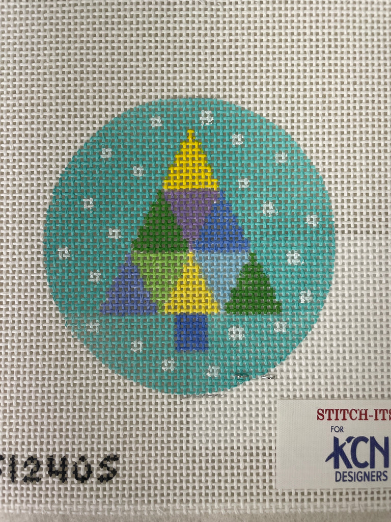 Stitch It's SI240S Multicolor Tree on Aqua Round