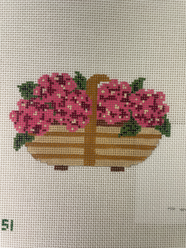 * Tout Le Monde Needlepoint TLM51 Sussex Trug- Summer Crush Pink Hydrangea