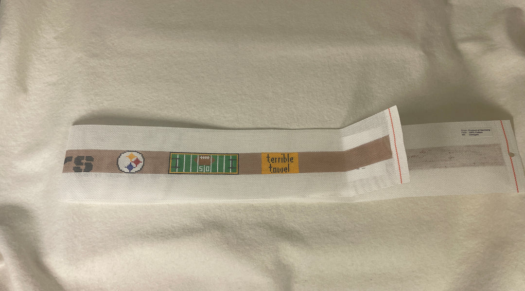 *Elm Tree Needlepoint Designs B536 Steelers with Terrible Towel Belt- Tan