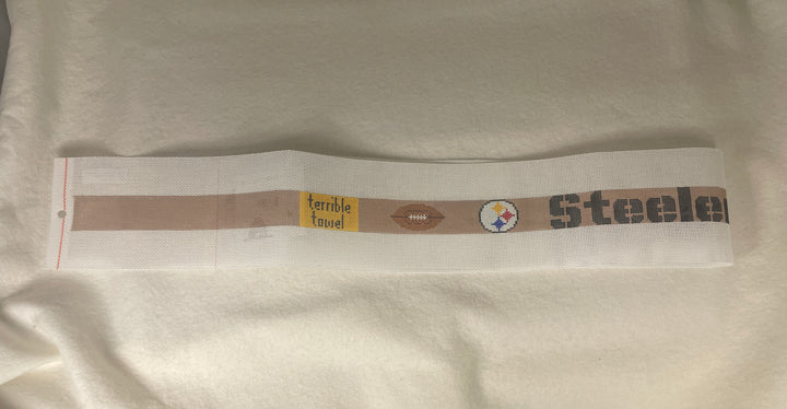 *Elm Tree Needlepoint Designs B536 Steelers with Terrible Towel Belt- Tan