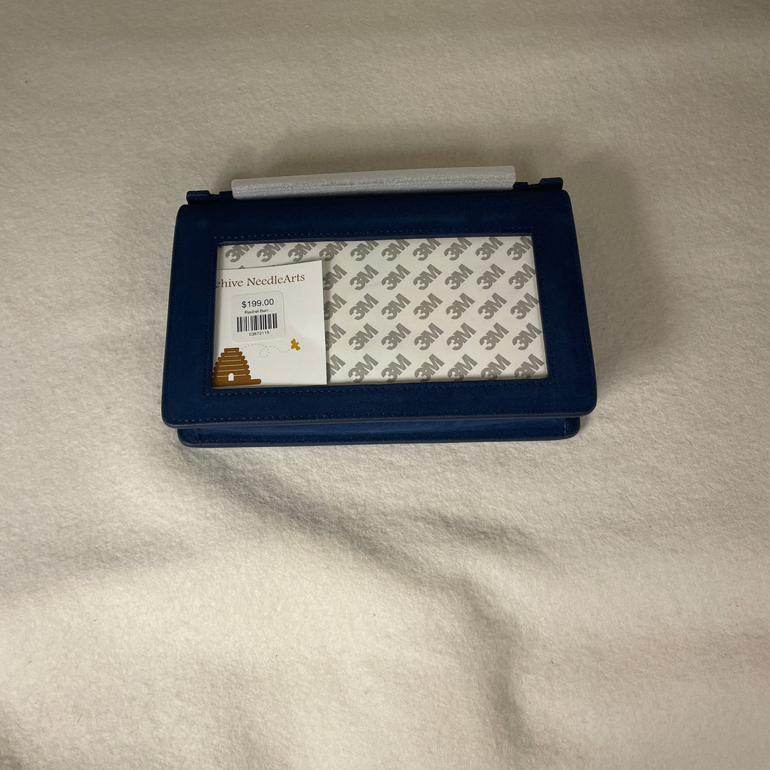 Rachel Barri Designs Everyday Clutch-Navy Suede + Silver Chain