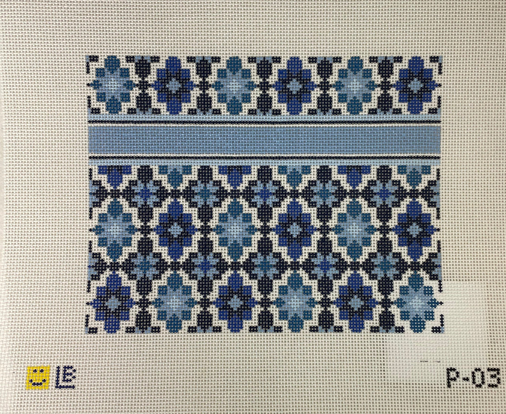 * Lauren Bloch Designs P03 Portuguese Tiles Clutch- Blue