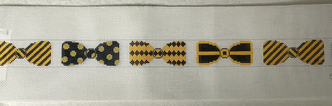 * CBK Needlepoint 335a Bow Ties Black and Gold Belt