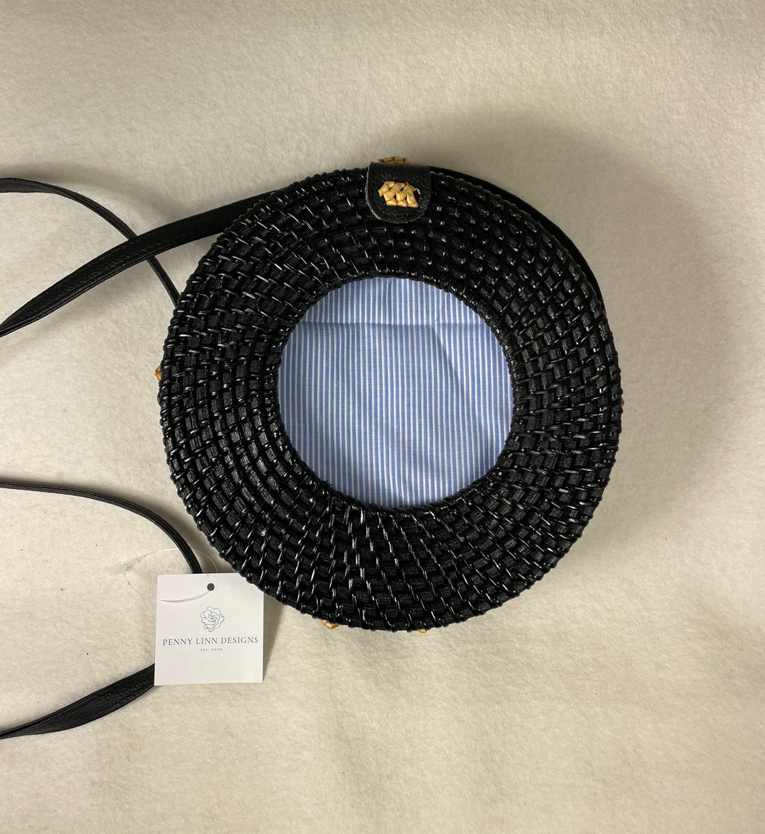 Penny Linn Designs 4x4 Round Wicker Bag- Black