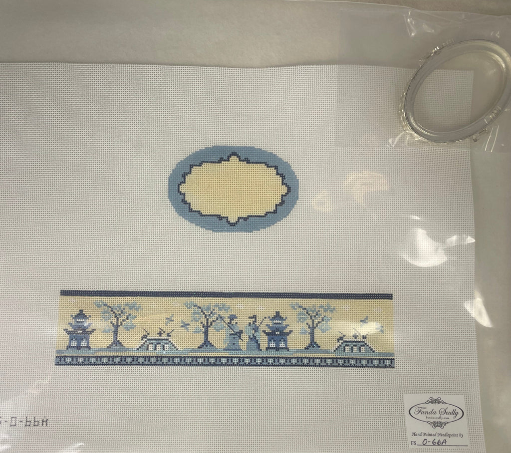 * Funda Scully FS-O-66A Quilt Toile Asian Blue Hinged Box