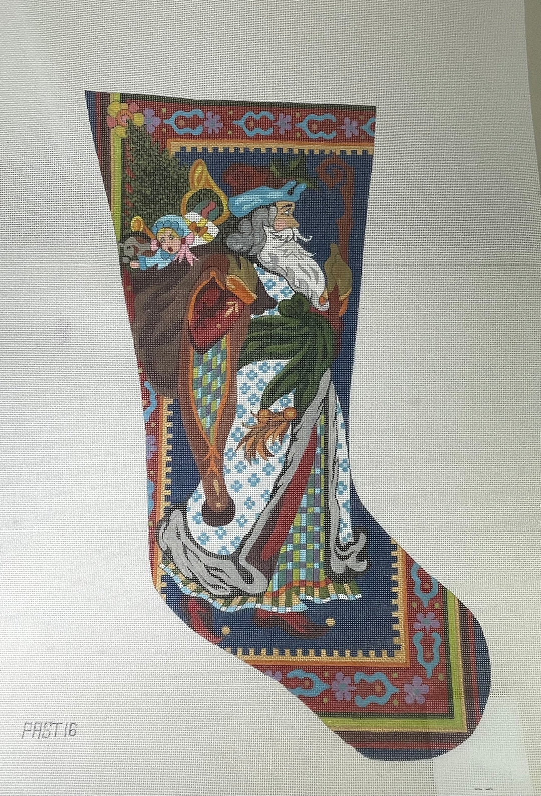 * Peter Ashe / Twisted Stitches Past16 St. Nick and Staff Stocking