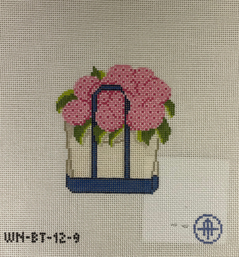 *Wheelhaus Needlepoint BT12-9 - Pink Hydrangea Tote - 18 mesh