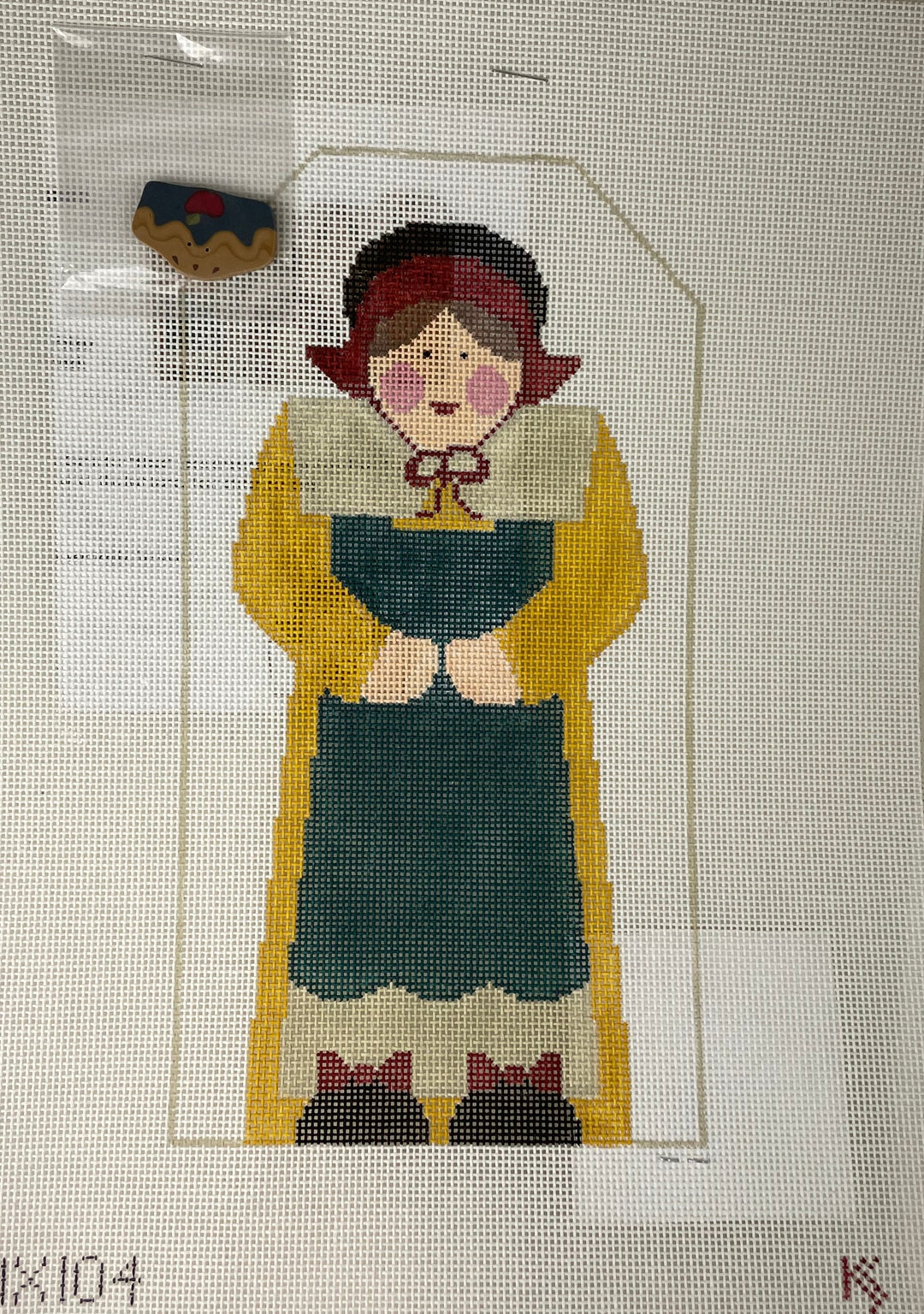 * SALE / Kathy Schenkel HX104 Pilgrim Lady w/ Pie Button with Stitch Guide