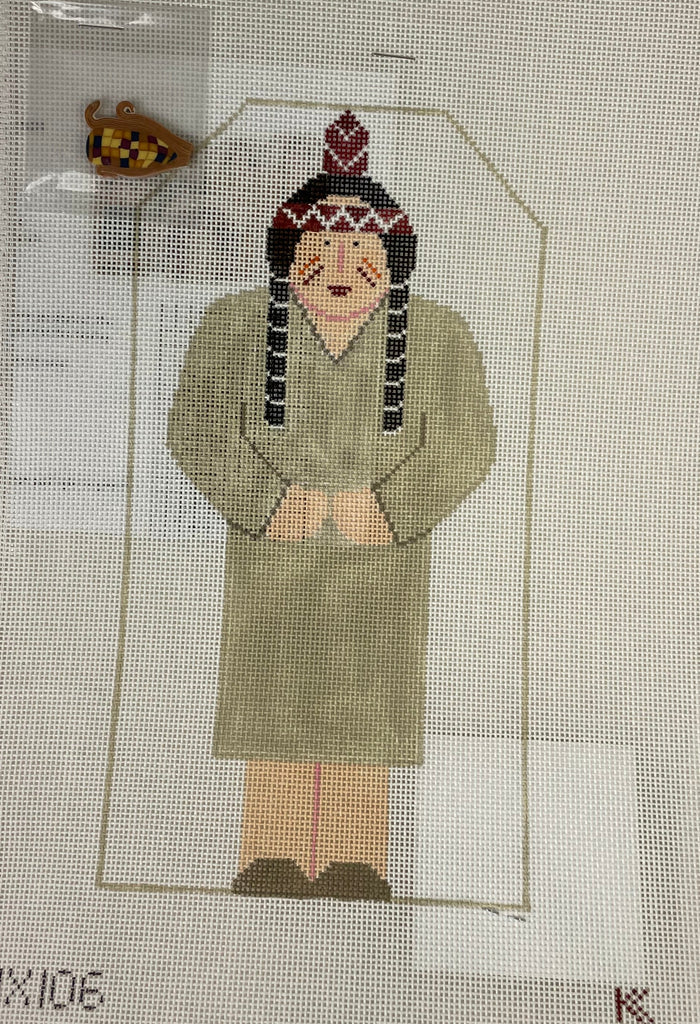 * SALE / Kathy Schenkel HX106 Indian Lady with Indian Corn Button with Stitch Guide