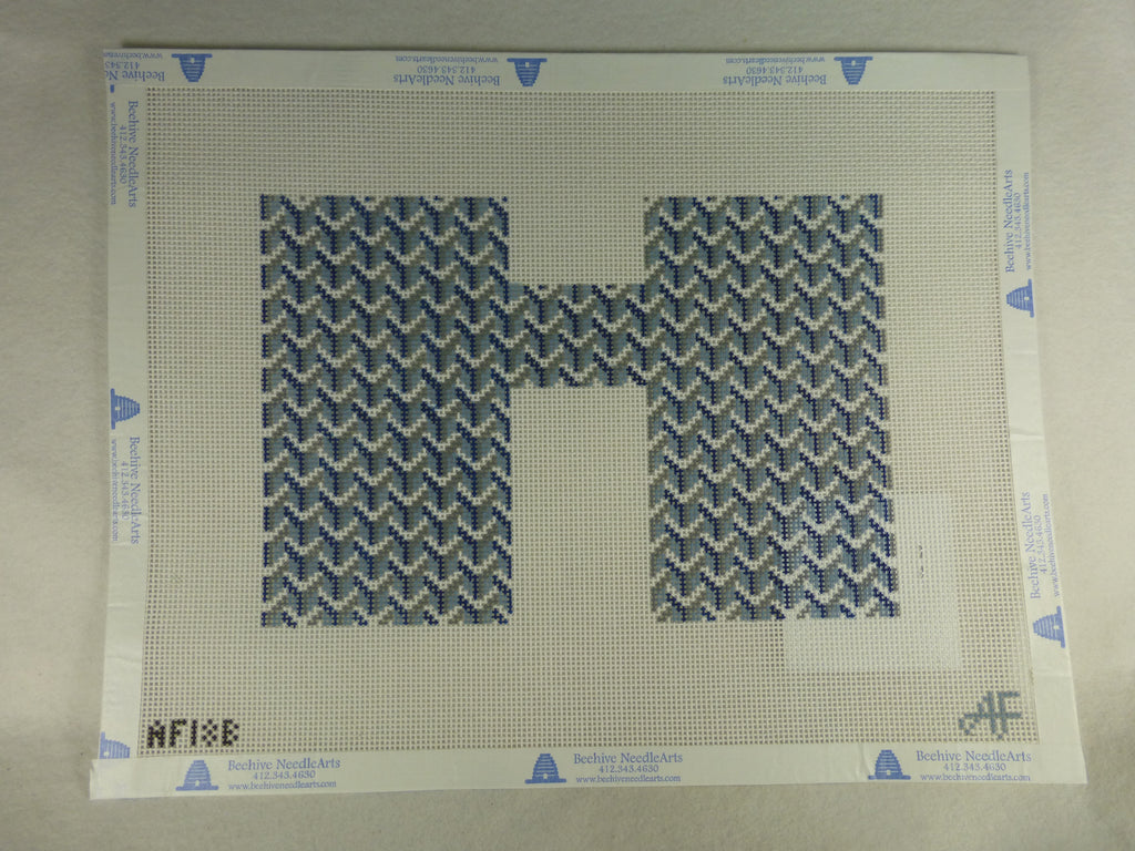 * Anne Fisher Needlepoint AF18B Pattern Clutch Front Blue