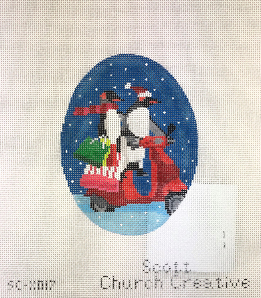 * CBK Needlepoint Collections SC-XO17 Penguin on Scooter
