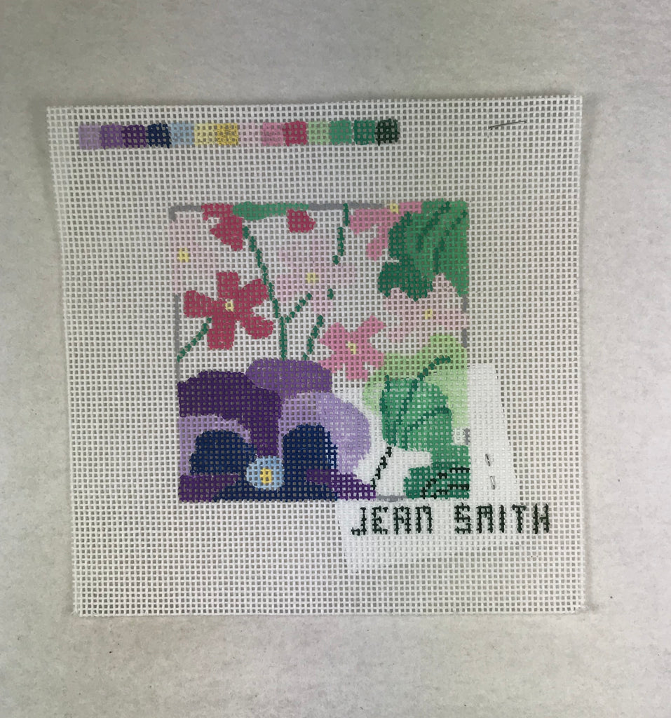 Jean Smith Design 16A-1 Pansy Garden Coaster
