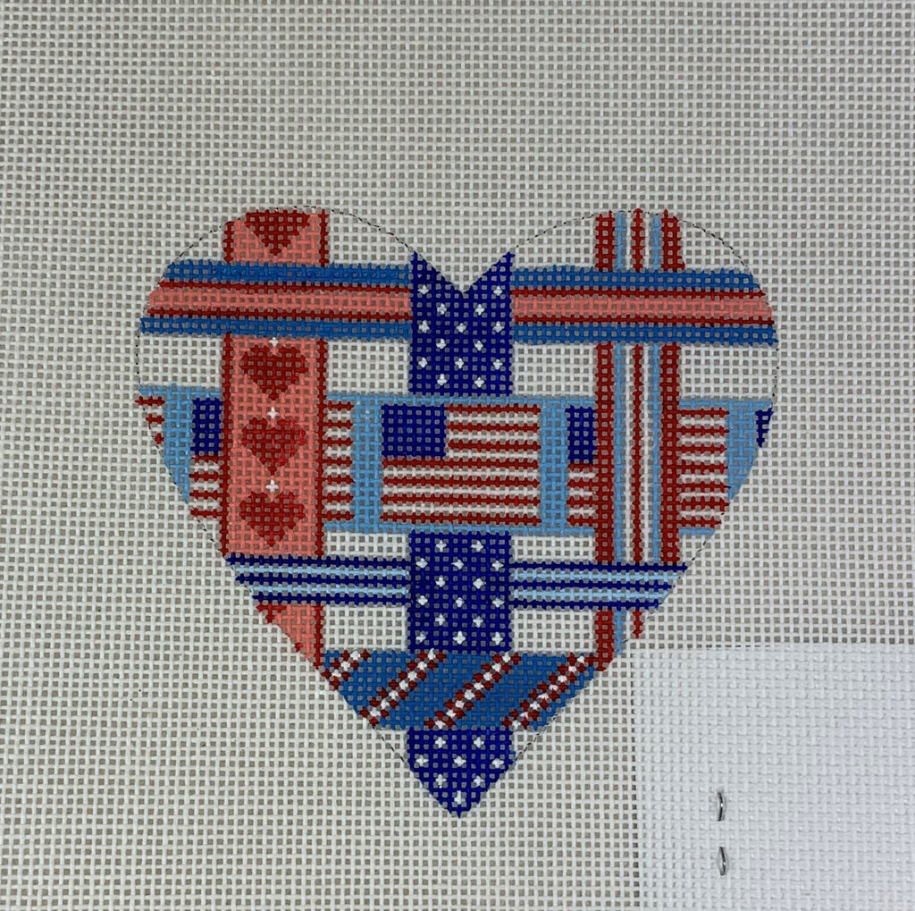 Kate Dickerson Needlepoint OM- 227 Patriotic Woven Ribbons- Red, White, and Blue
