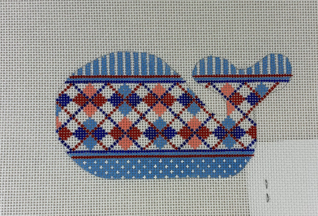 * Kate Dickerson Needlepoint OM- 234 Patriotic Argyle- Red, White, and Blue