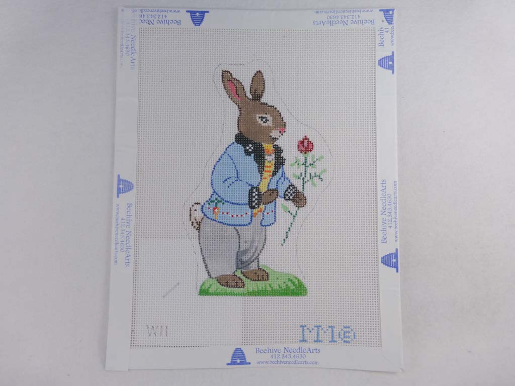 * MM Designs Needlepoint W11 Bunny in a Blue Coat