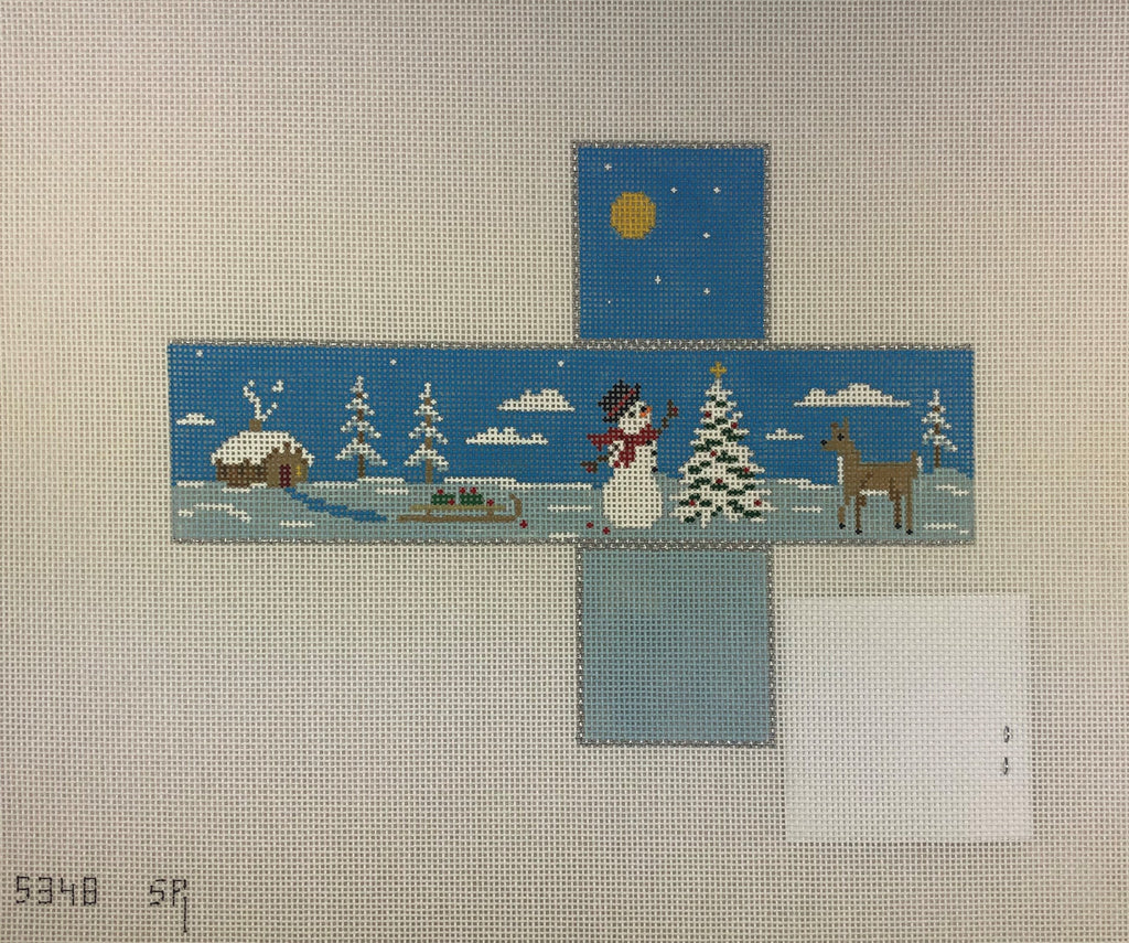 Susan Roberts Needlepoint Design, Inc 5348 Snowman Decorating Tree Cube