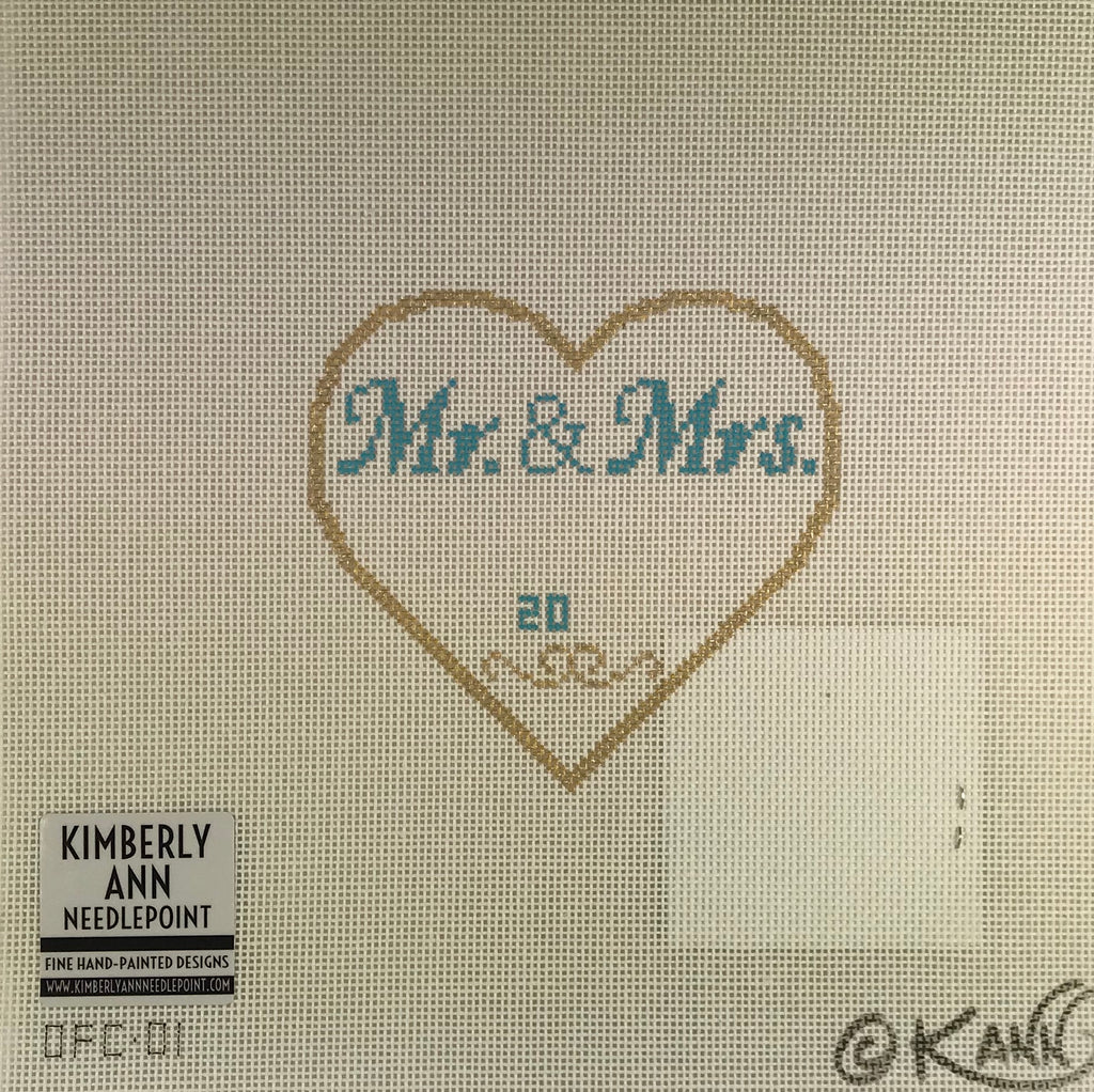Kimberly Ann Needlepoint OFC01 Mr. & Mrs. Heart