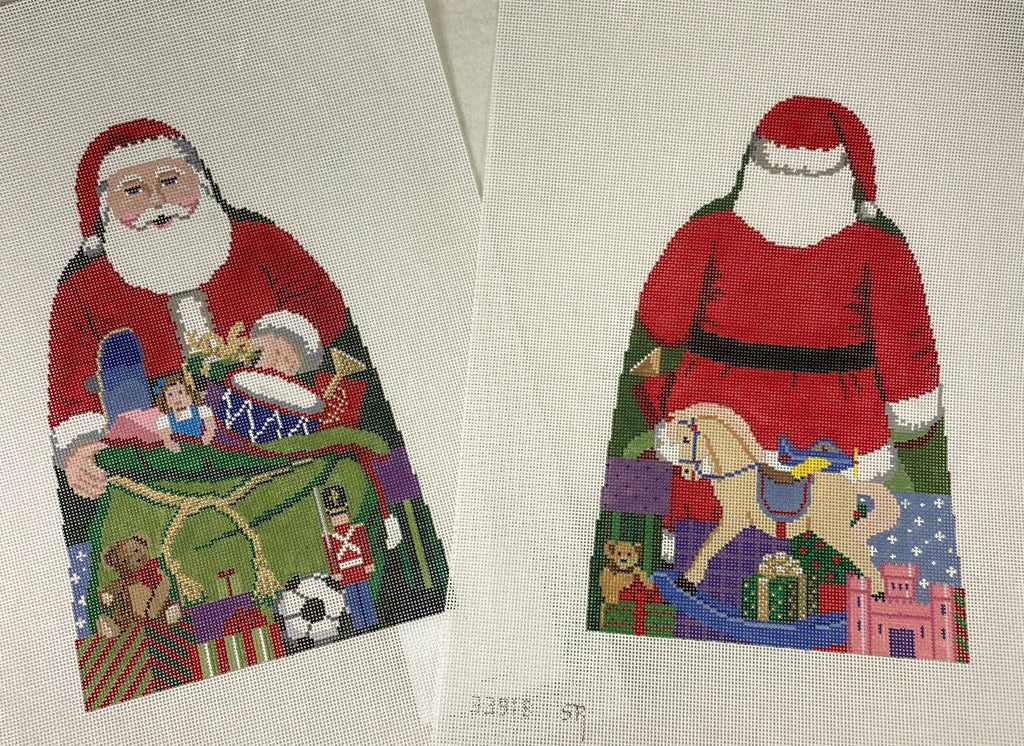 * Susan Roberts Needlepoint 3391F/B Santa with Toy Bag Tree Topper- Front/Back