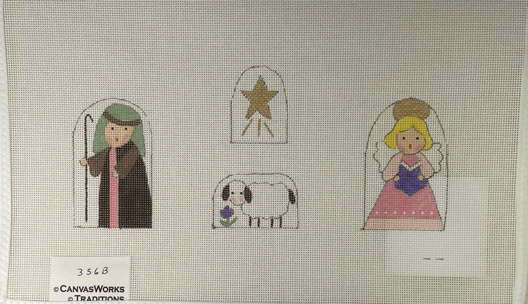 * CanvasWorks Traditions 356B Shepherd, Angel, Lamb and Star Nativity