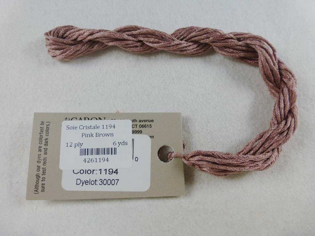 Soie Cristale 1194 Pink Brown by Caron Collection From Beehive Needle Arts