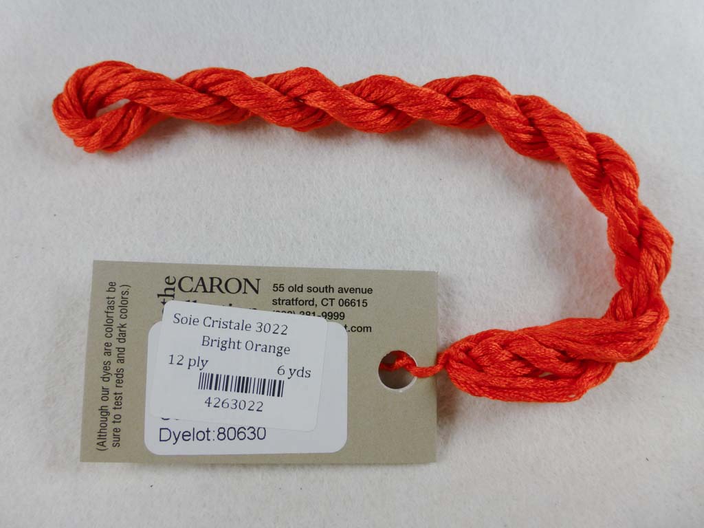 Soie Cristale 3022 Bright Orange by Caron Collection From Beehive Needle Arts