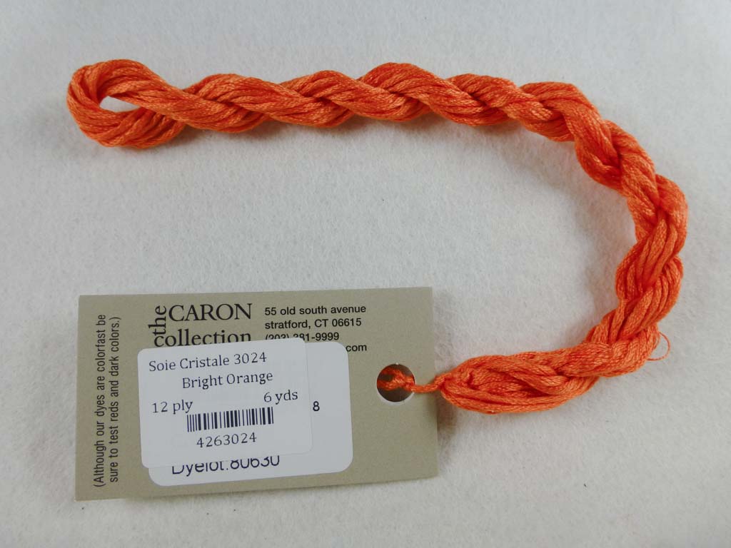 Soie Cristale 3024 Bright Orange by Caron Collection From Beehive Needle Arts
