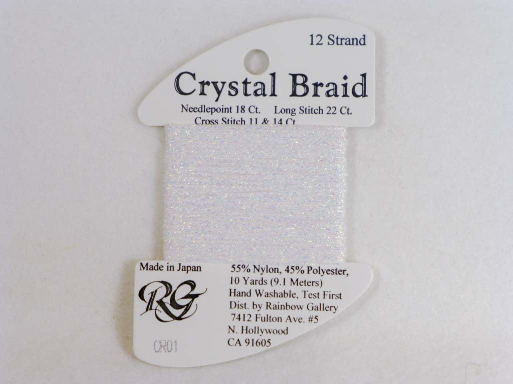 Crystal Braid CR01 White Pearl by Rainbow Gallery From Beehive Needle Arts