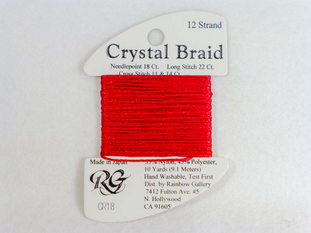 Crystal Braid CR18 Brite Red by Rainbow Gallery From Beehive Needle Arts