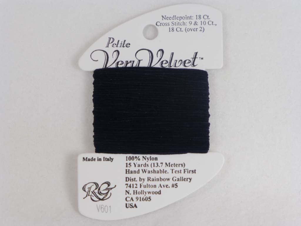 Petite Very Velvet V601 Black by Rainbow Gallery From Beehive Needle Arts