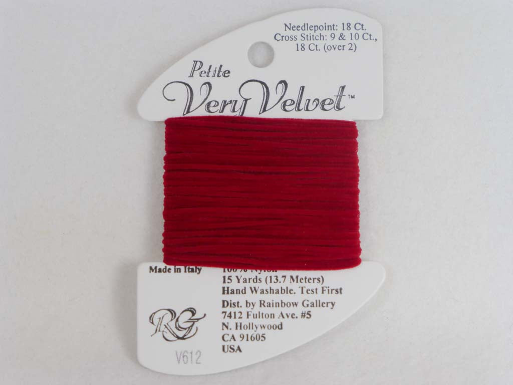 Petite Very Velvet V612 Cherry Red by Rainbow Gallery From Beehive Needle Arts