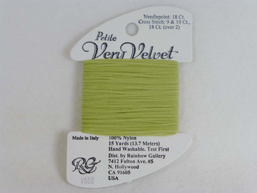 Petite Very Velvet V668 Lite Olive by Rainbow Gallery From Beehive Needle Arts