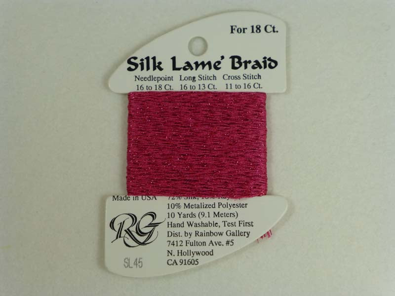 Silk Lame Braid SL45 Deep Rose