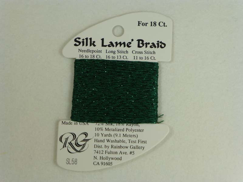Silk Lame Braid SL58 Dark Christmas Green