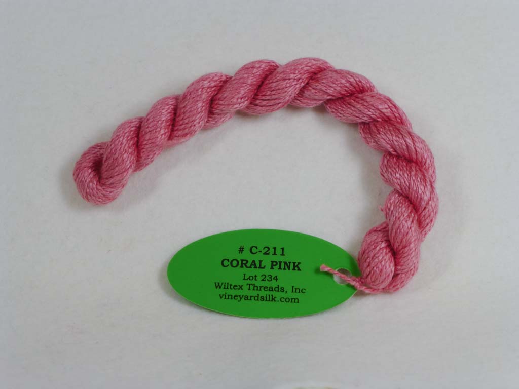 Vineyard Silk Classic 211 Coral Pink by Wiltex Threads From Beehive Needle Arts