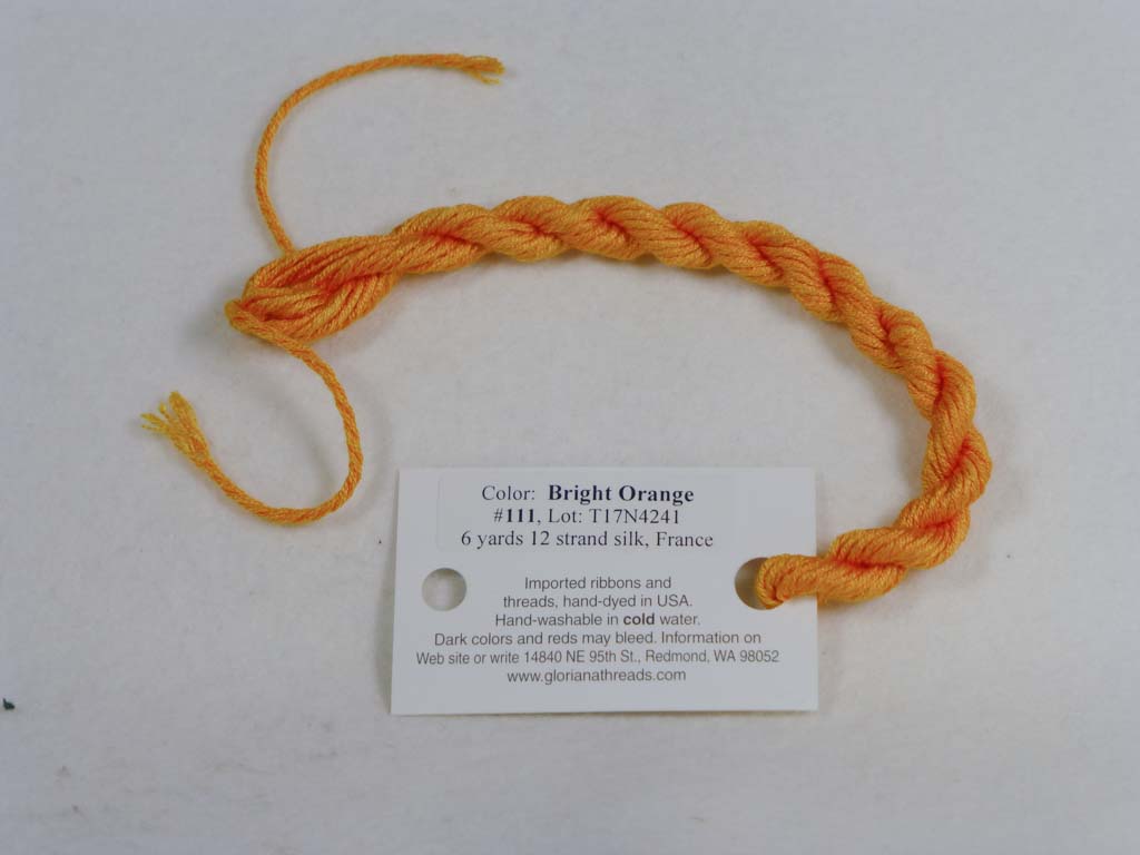 Gloriana Silk Floss 111 Bright Orange by Gloriana From Beehive Needle Arts