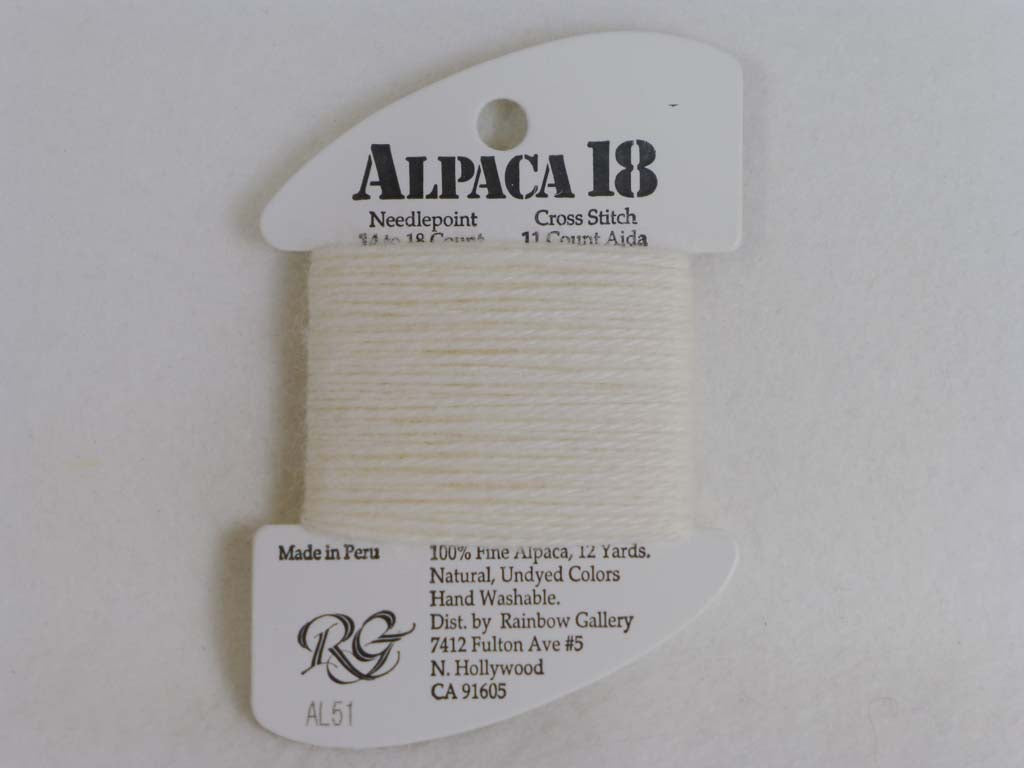 Alpaca 18 AL51 White by Rainbow Gallery From Beehive Needle Arts