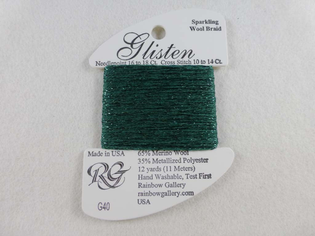 Glisten G40 Pine Green by Rainbow Gallery From Beehive Needle Arts