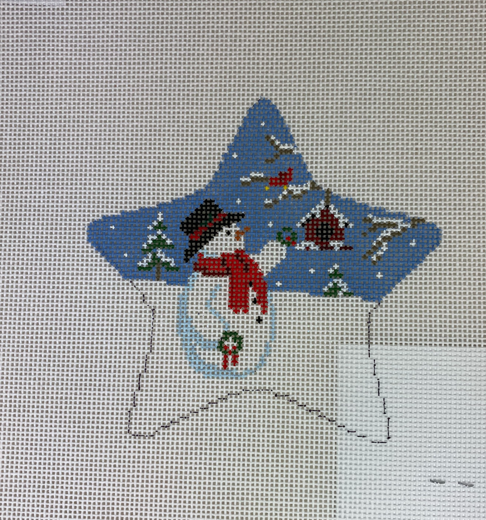 Susan Roberts Needlepoint 5764 Star, snowman with wreath