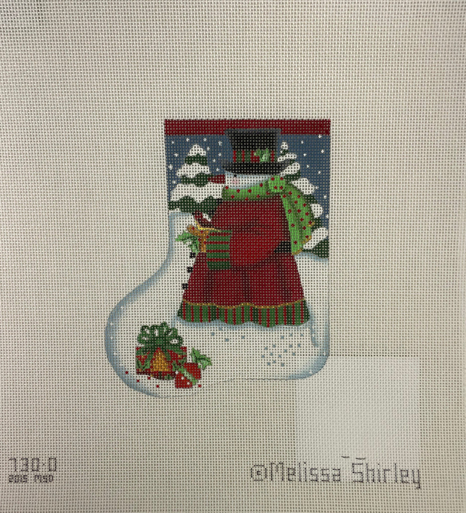 * Melissa Shirley 730O Red Bird Snowman Mini Stocking