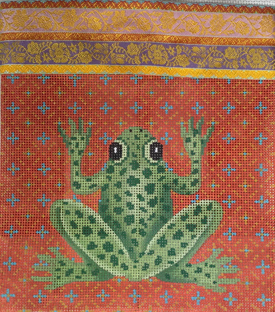 JP Needlepoint P 038 Frog & Flowers Purse