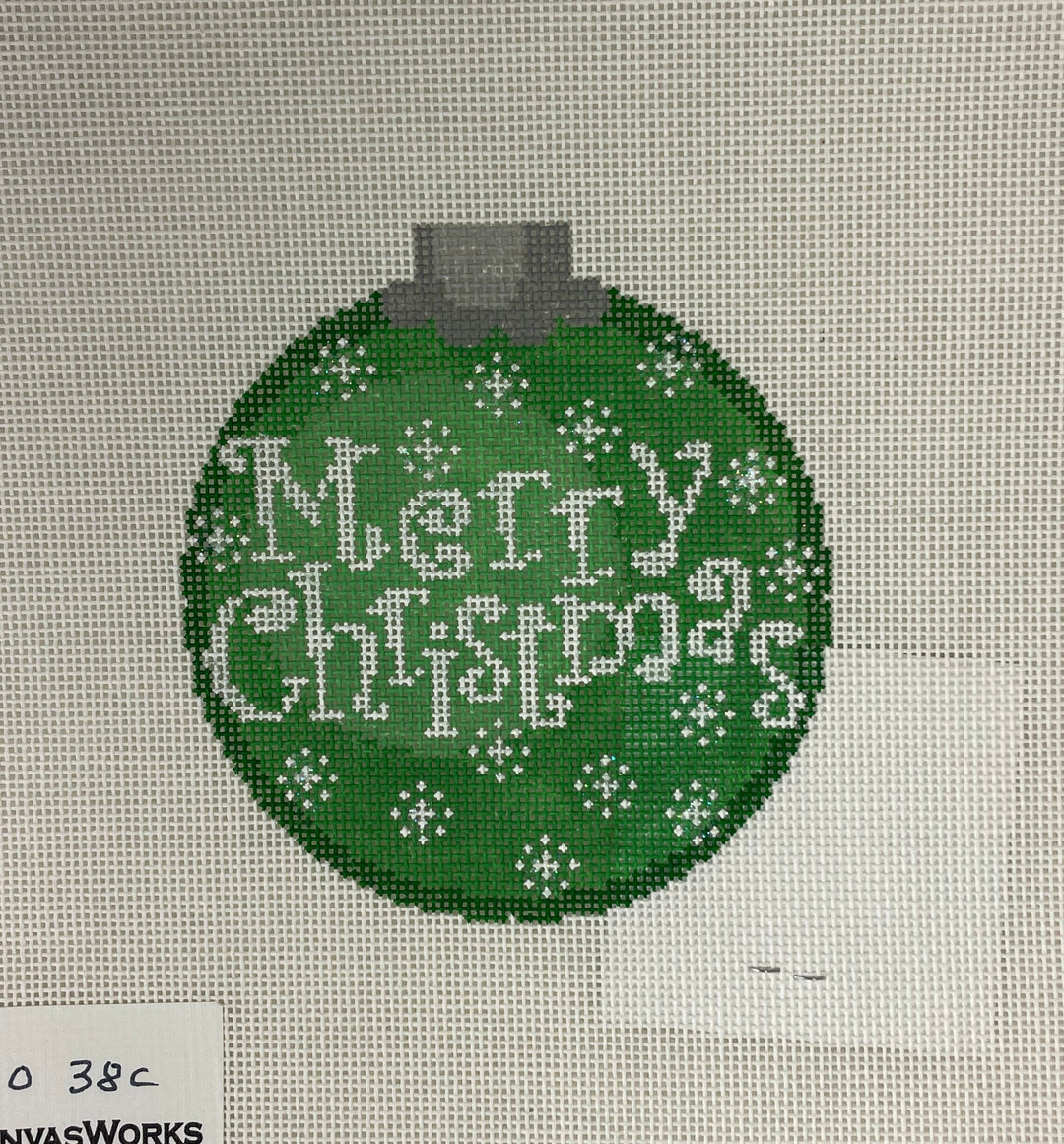 * CanvasWorks CO38C Merry Christmas Green Ornament