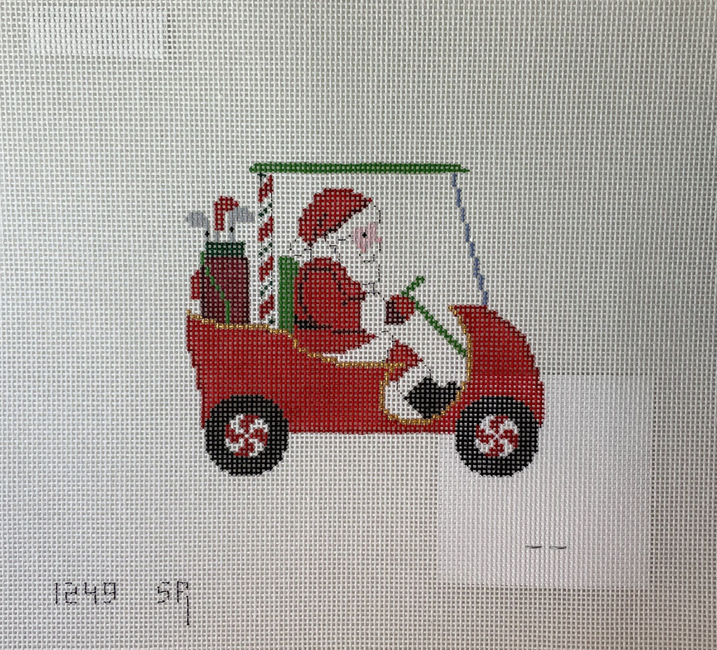 Susan Roberts  Needlepoint Designs 1249 Golf Cart Santa
