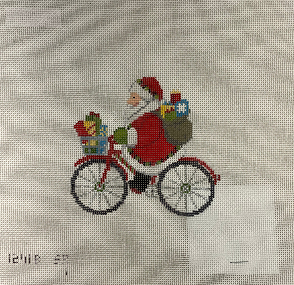 * Susan Roberts Needlepoint 1241B Biking Santa- 18m