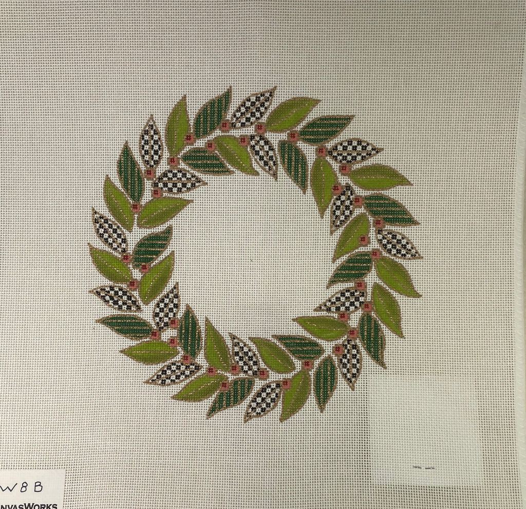 * CanvasWorks Traditions W8A Olive Wreath with Patterned Leaves- 18m