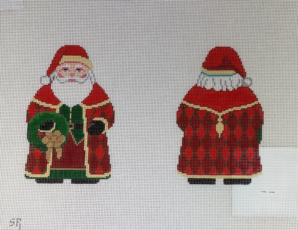 Susan Roberts Needlepoint 1239 Santa with Wreath - 2 sided