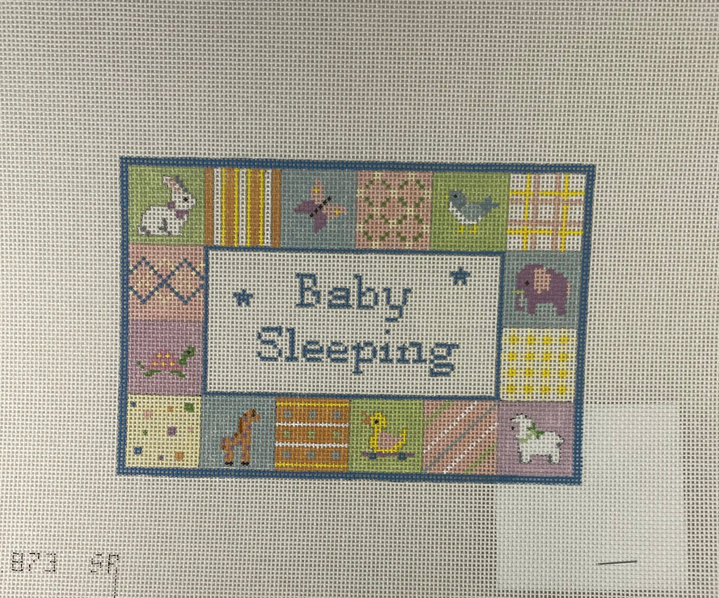 * Susan Roberts Needlepoint 0873 Patches "Baby Sleeping" Sign 18m