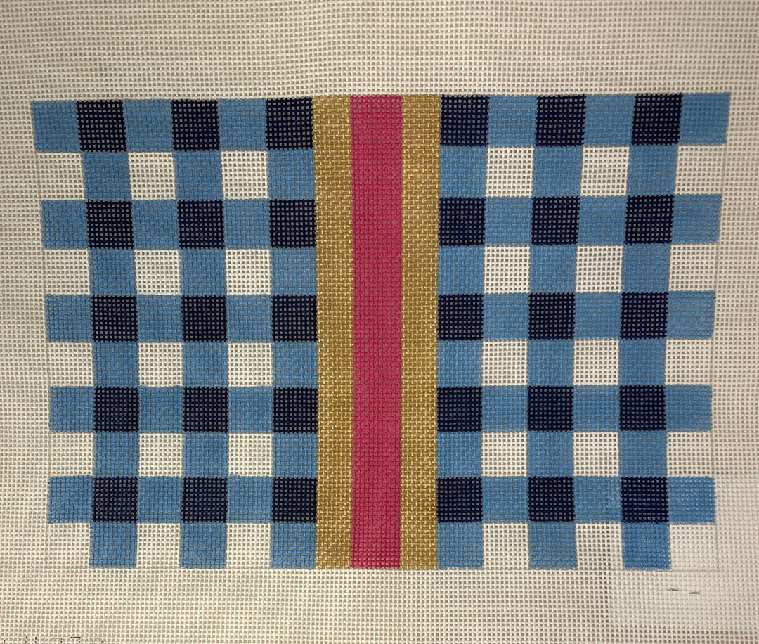 KCD 4137B Gingham Clutch- Blue