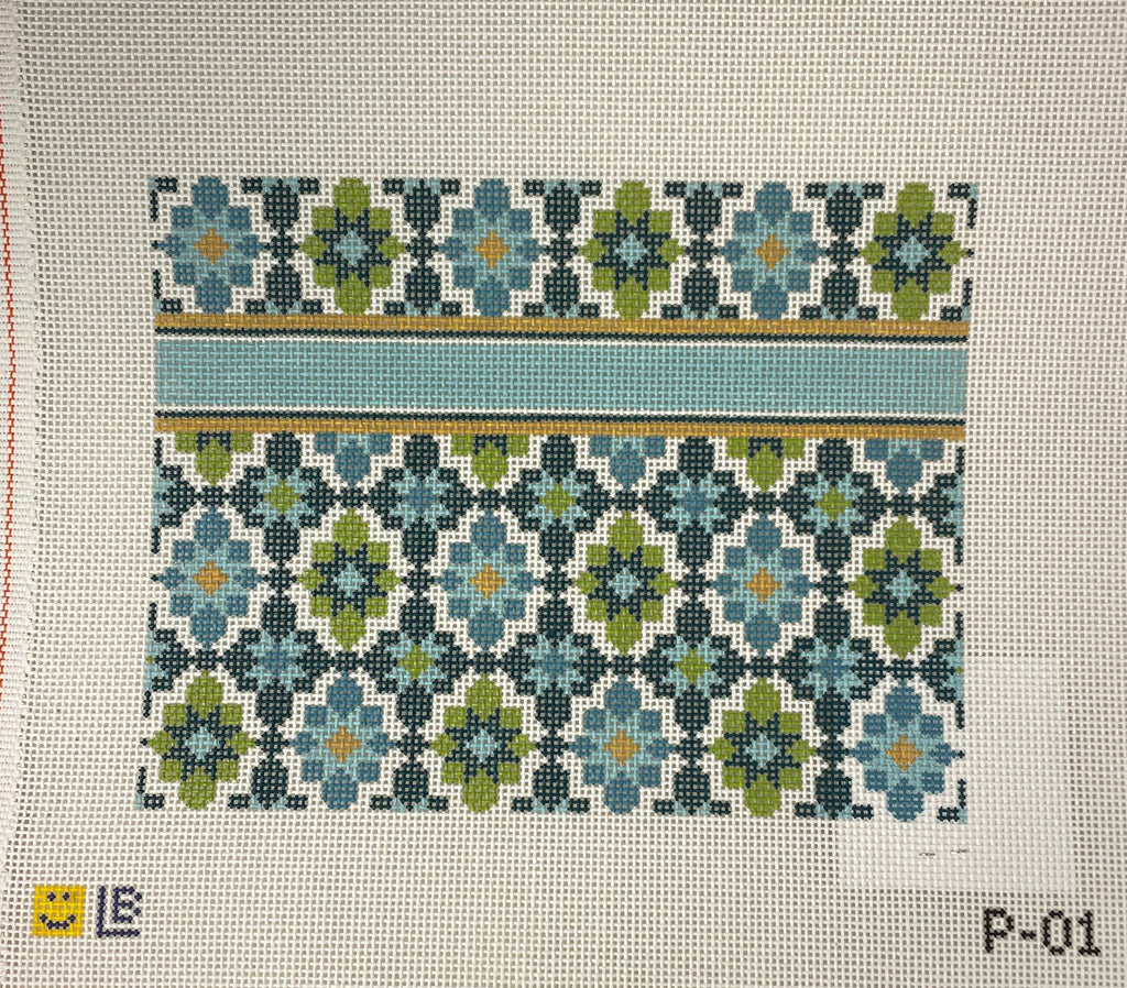* Lauren Bloch Designs P01 Portuguese Tiles Clutch- Turquoise