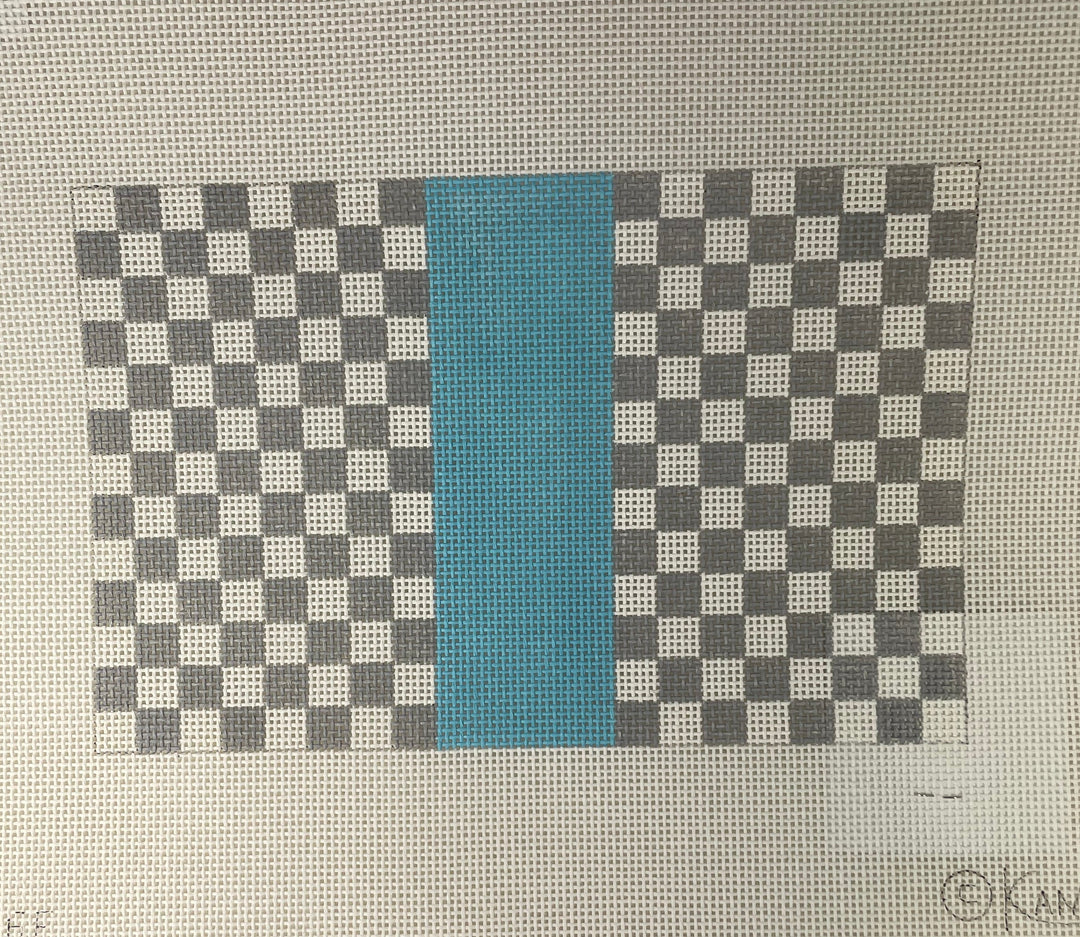 * Kimberly Ann SF06F Louis Square, Gray/ White- Blue Stripe