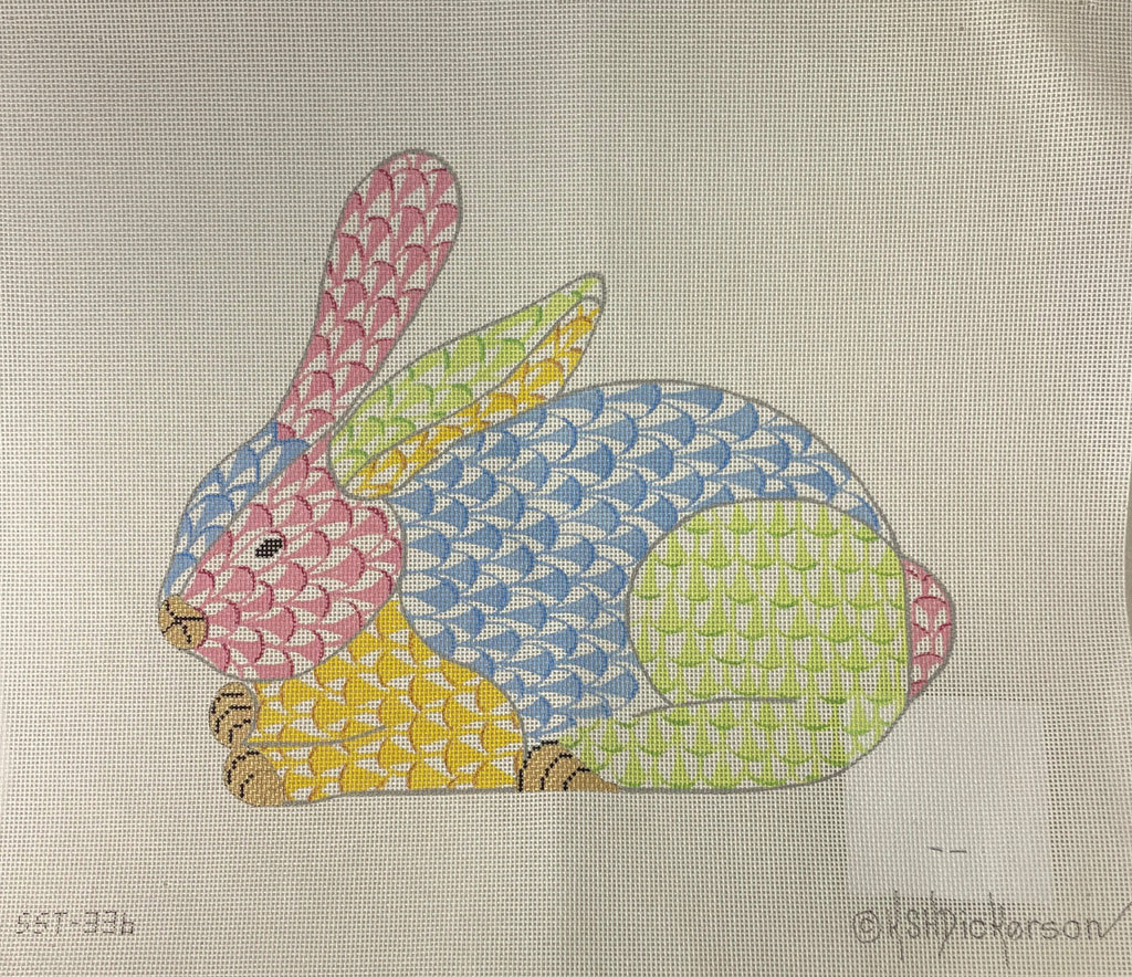 * Kate Dickerson SST-336 Patchwork Fishnet Sitting Bunny